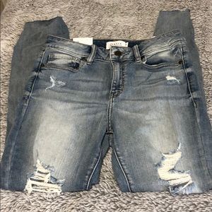Distress skinny leg denim jeans